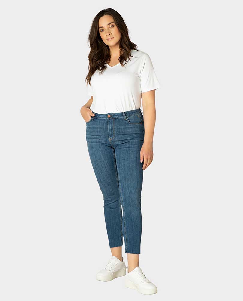 skinny fit jeans met rafels Yesta basic